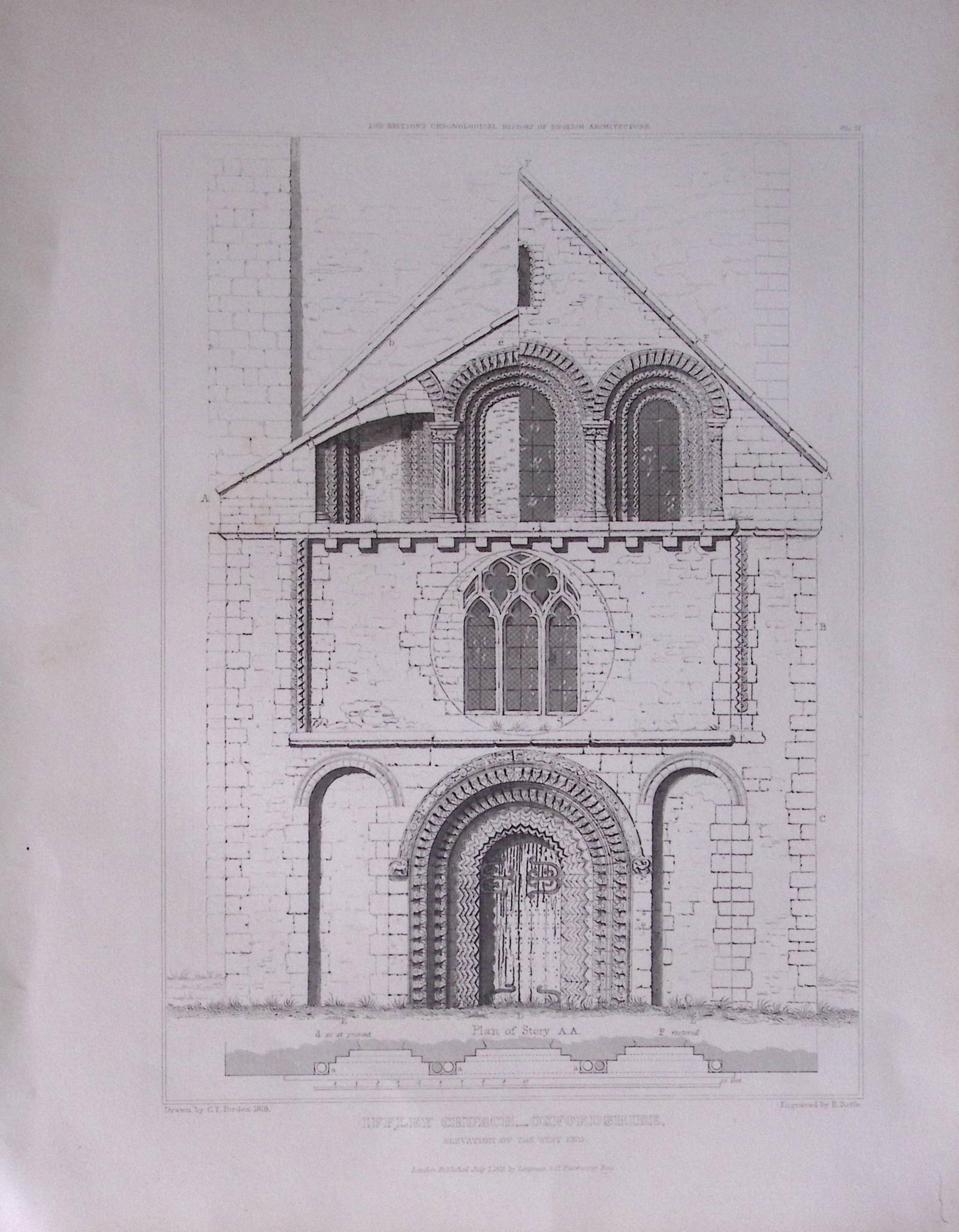 Iffley Church Oxfordshire 190 Years-Old John Britton Antique Steel Engraving-231: Title: Iffley Church Oxfordshire 190 Years-Old John Britton Antique Steel Engraving-231 Description: This 191 Years-Old Steel Engraved Plate Has Been Removed from an Antique Edition