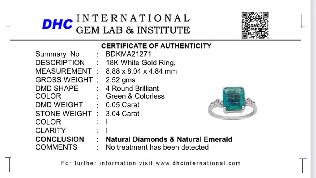 Beautiful 3.04 CT Natural Emerald With Natural Diamonds & 18k Gold - 8