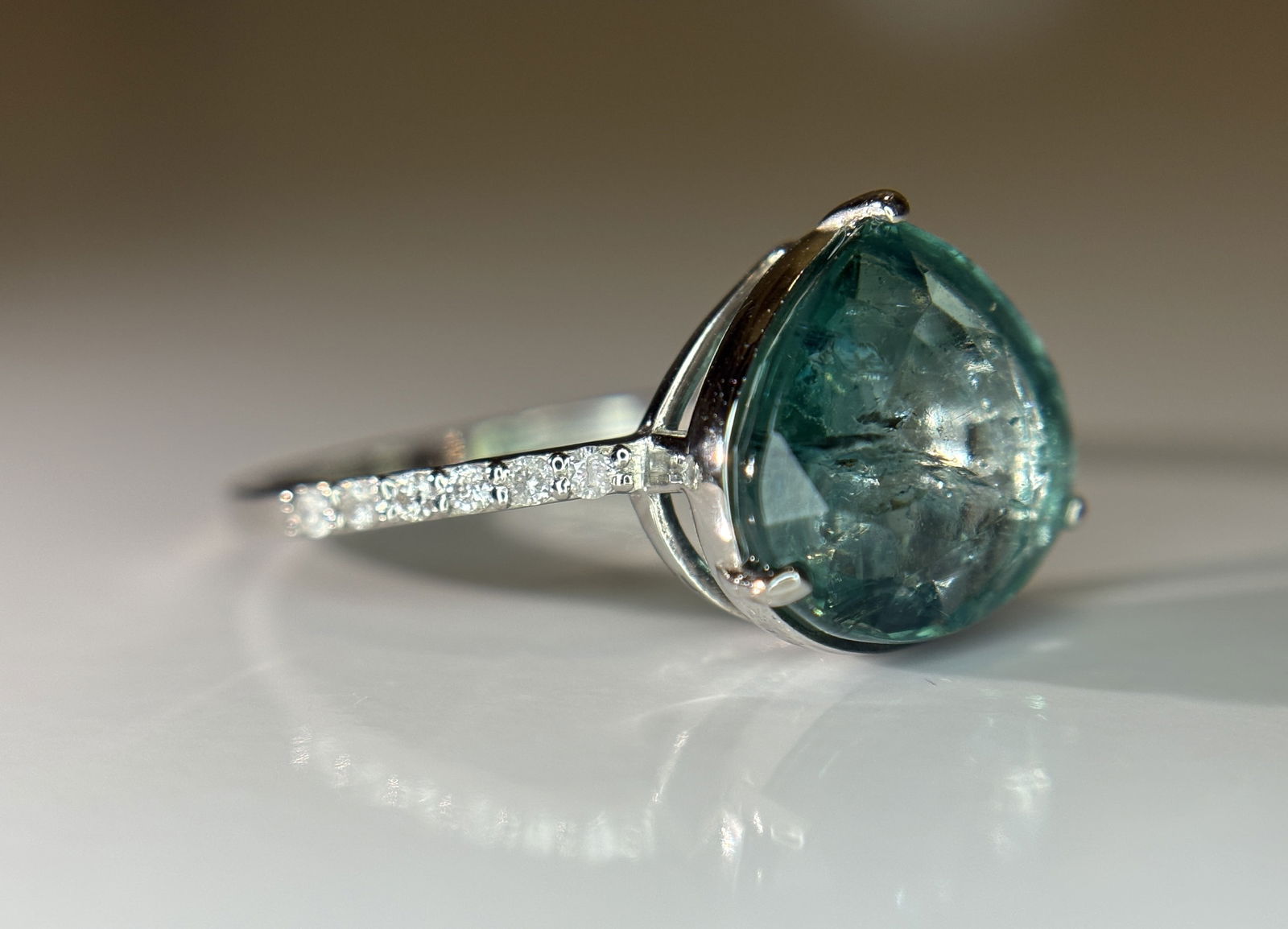 Beautiful 3.17 CT Natural Emerald Ring With Natural Diamonds & Platinum 950 - 7