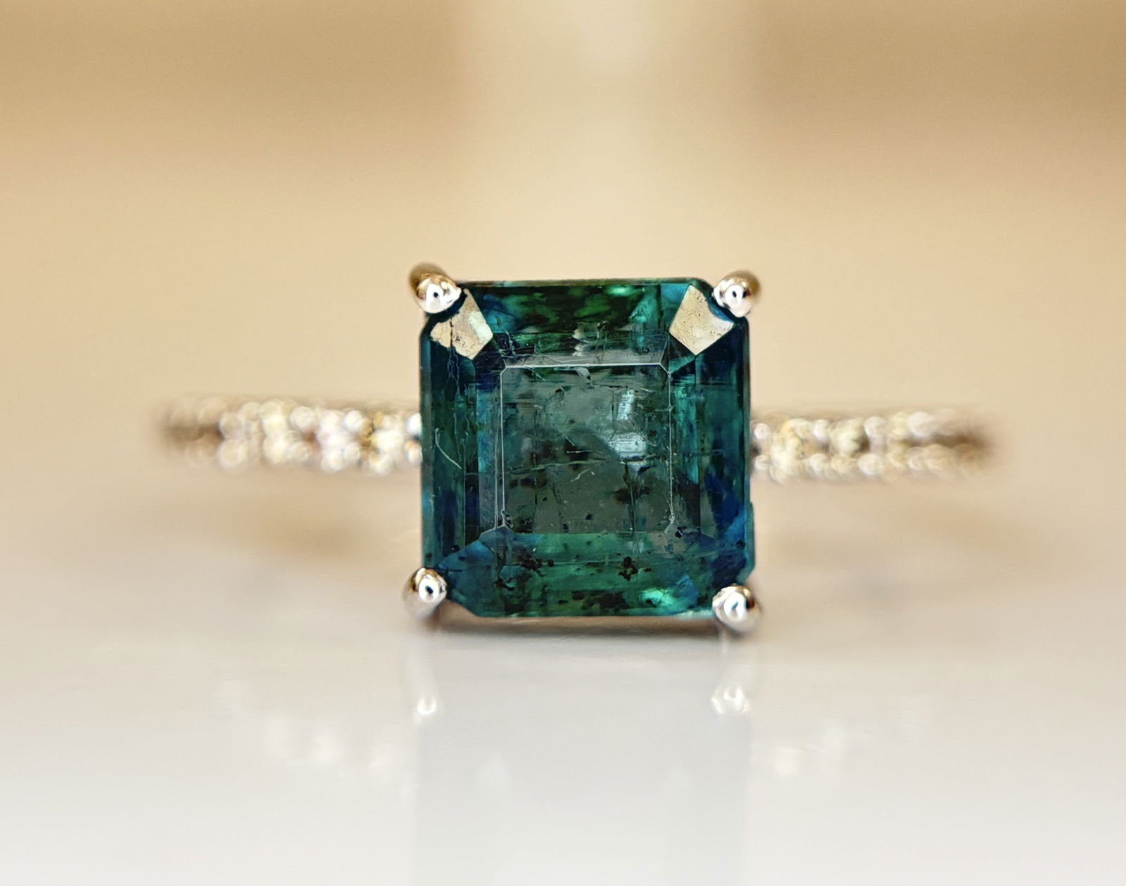 Beautiful 2.50 CT Natural Emerald Ring With Natural Diamonds & Platinum 950 - 5