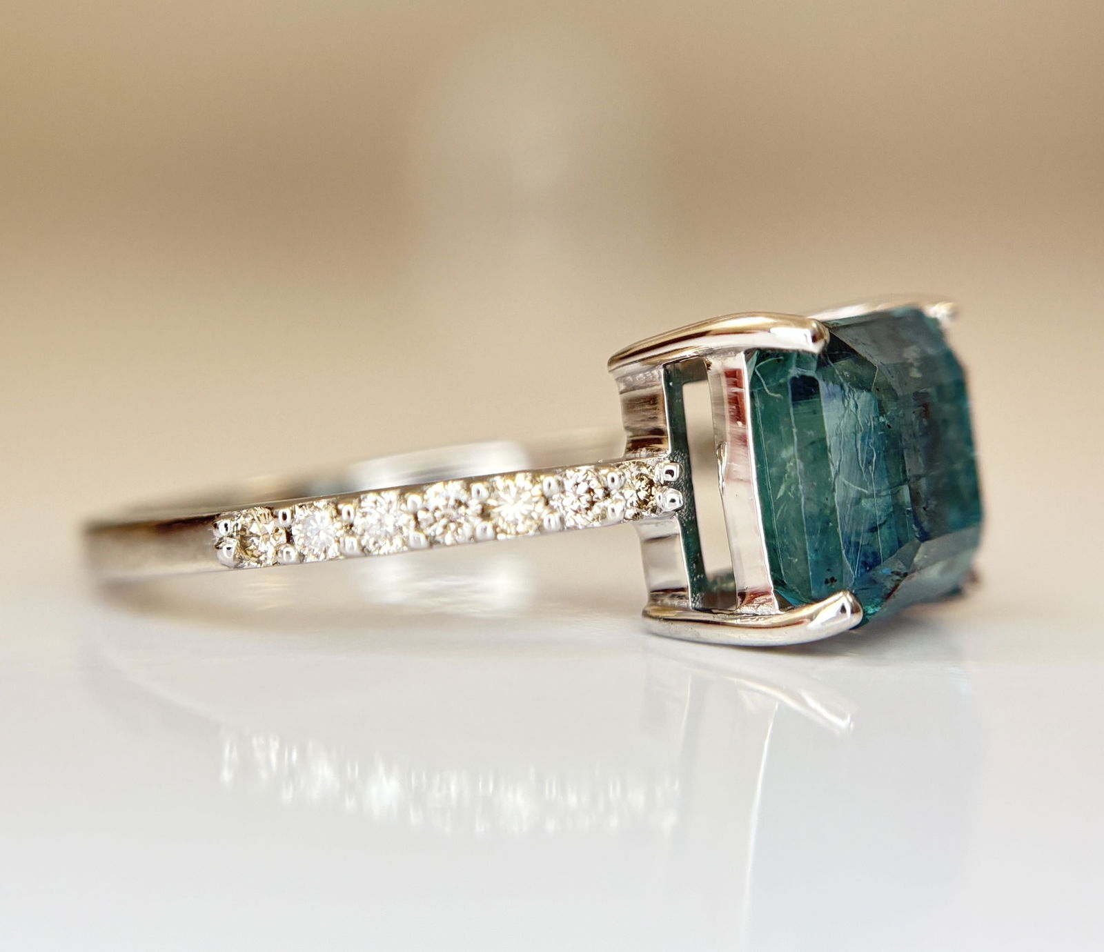 Beautiful 2.50 CT Natural Emerald Ring With Natural Diamonds & Platinum 950 - 6