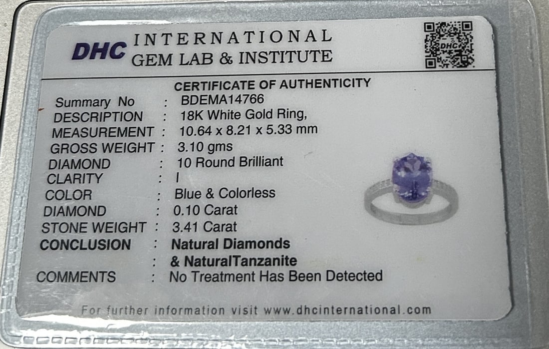 Beautiful 3.41 CT Natural Tanzanite With Natural Diamonds & 18k Gold - 11