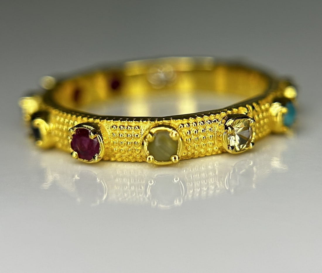 Beautiful Natural Multi Gemstone Rosary & 18k Gold - 5