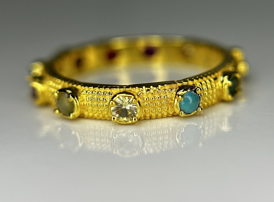 Beautiful Natural Multi Gemstone Rosary & 18k Gold - 6