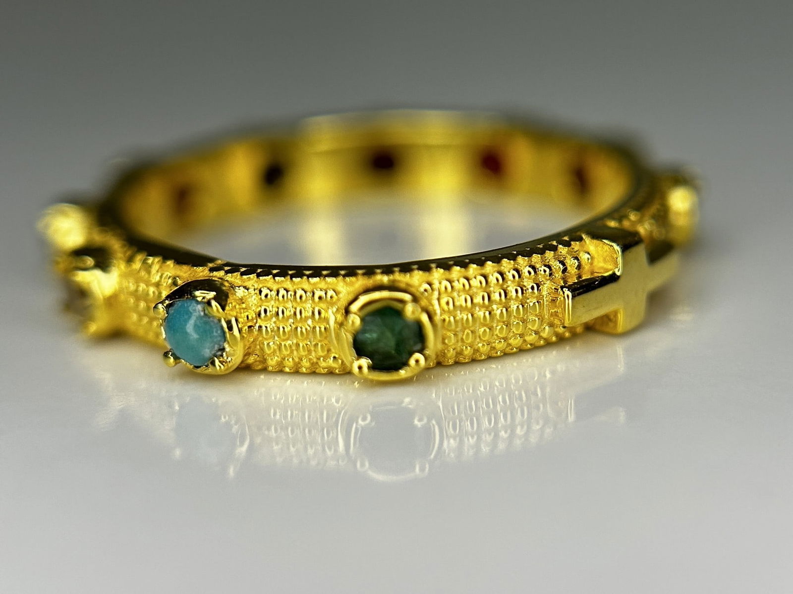 Beautiful Natural Multi Gemstone Rosary & 18k Gold - 7