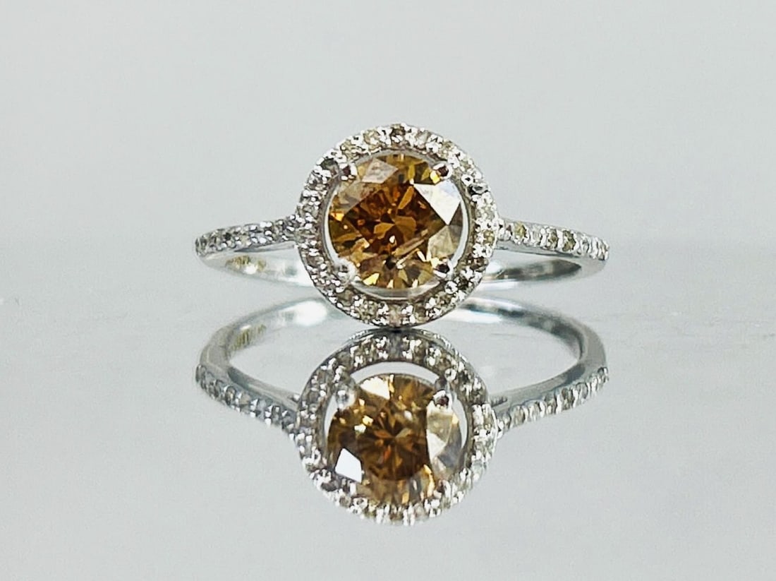 Beautiful Natural 1.05 CT Natural Solitaire Champagne Diamond Ring With 18k Gold (1 of 6)