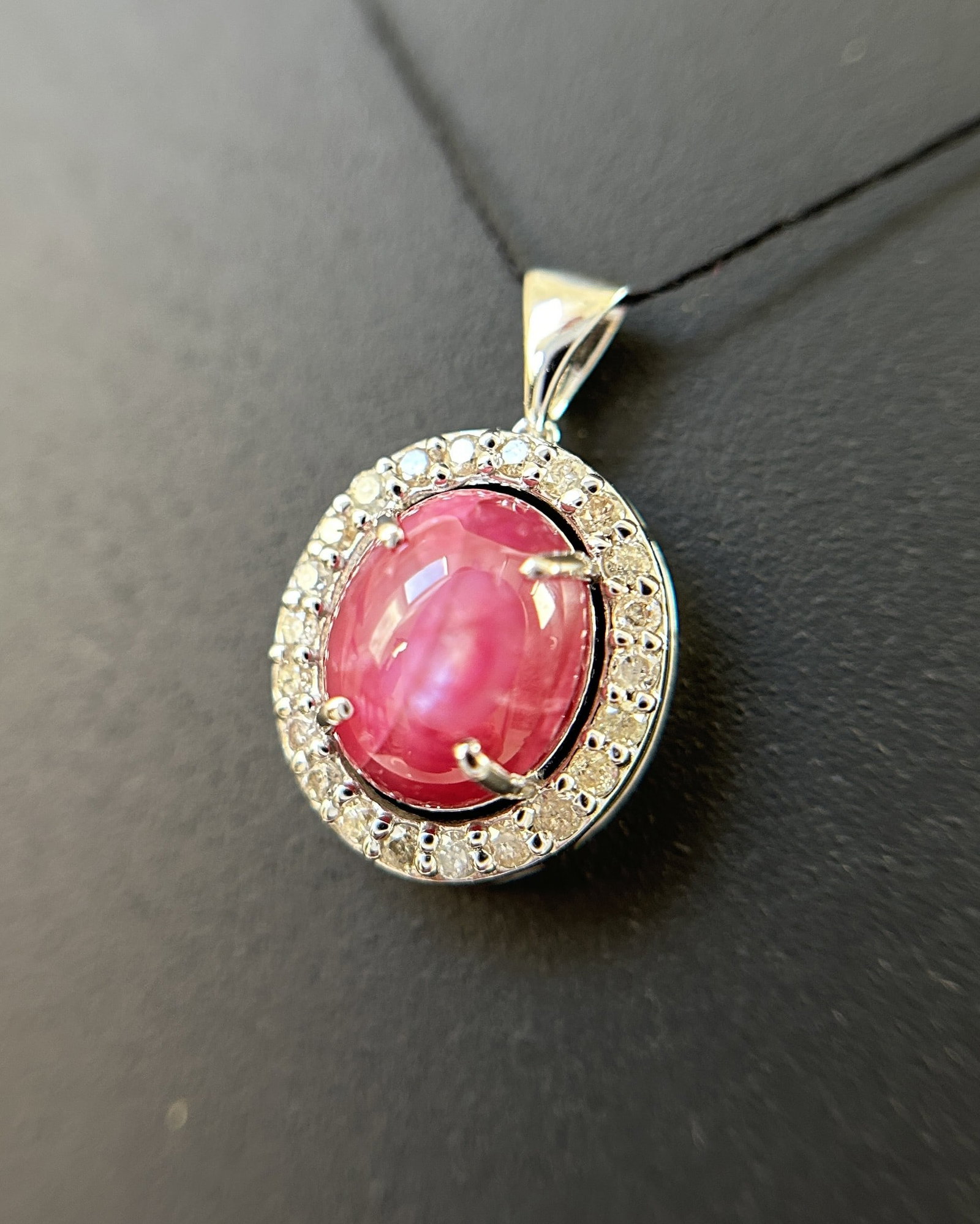 Beautiful Natural Star Ruby Pendant 2.35Ct With Natural Diamonds & 18k Gold - 8