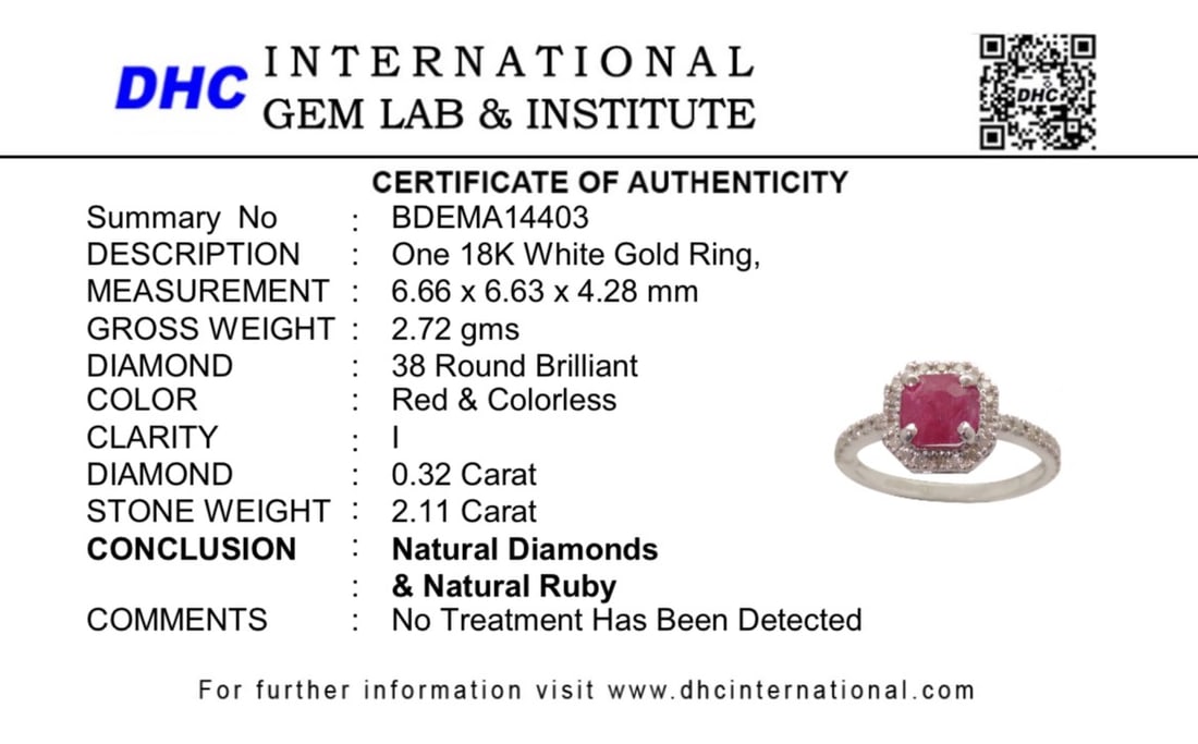 Beautiful 2.11 CT Unheated Old Burma Ruby With Natural Diamonds & 18k Gold - 12