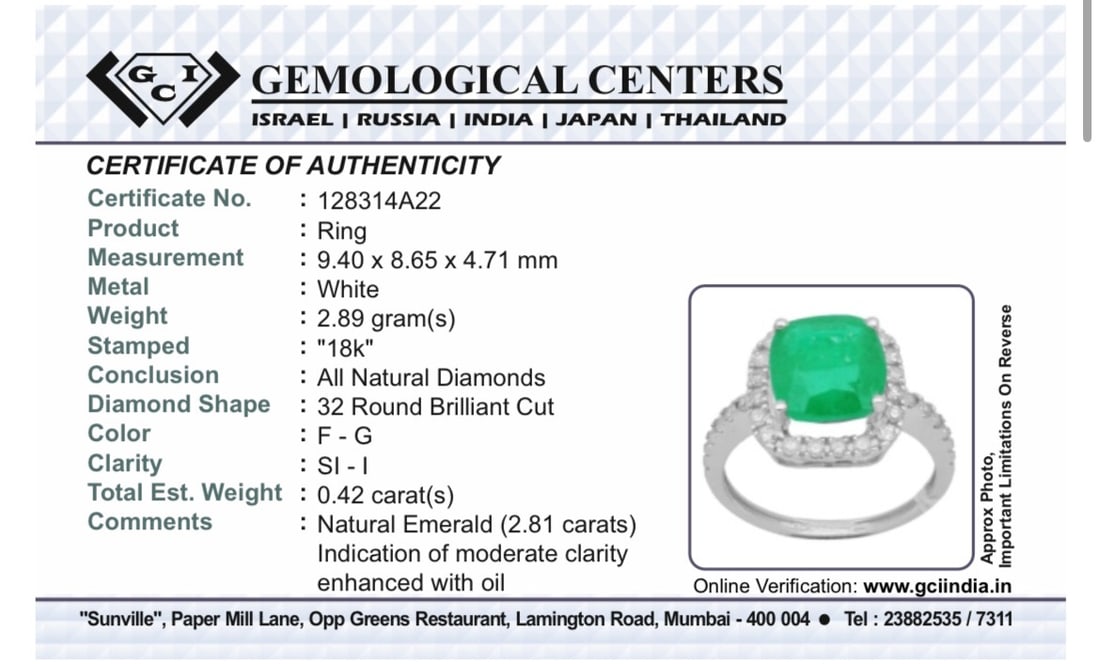 Beautiful Natural 2.81ct Emerald With Natural Diamonds & 18k Gold - 12