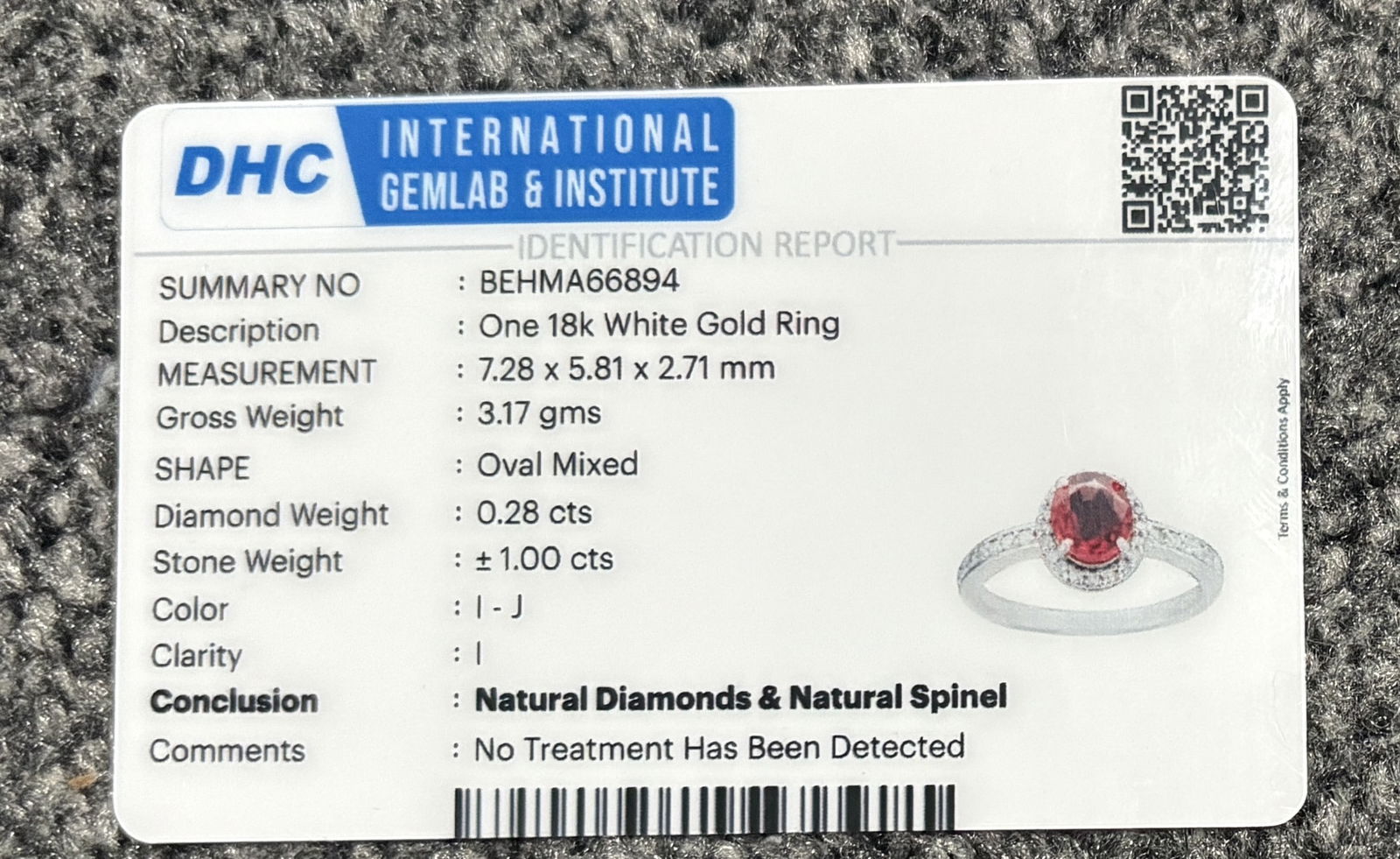 Beautiful Natural 1.00 Ct Spinel Ring With Diamonds and 18k Gold - 12