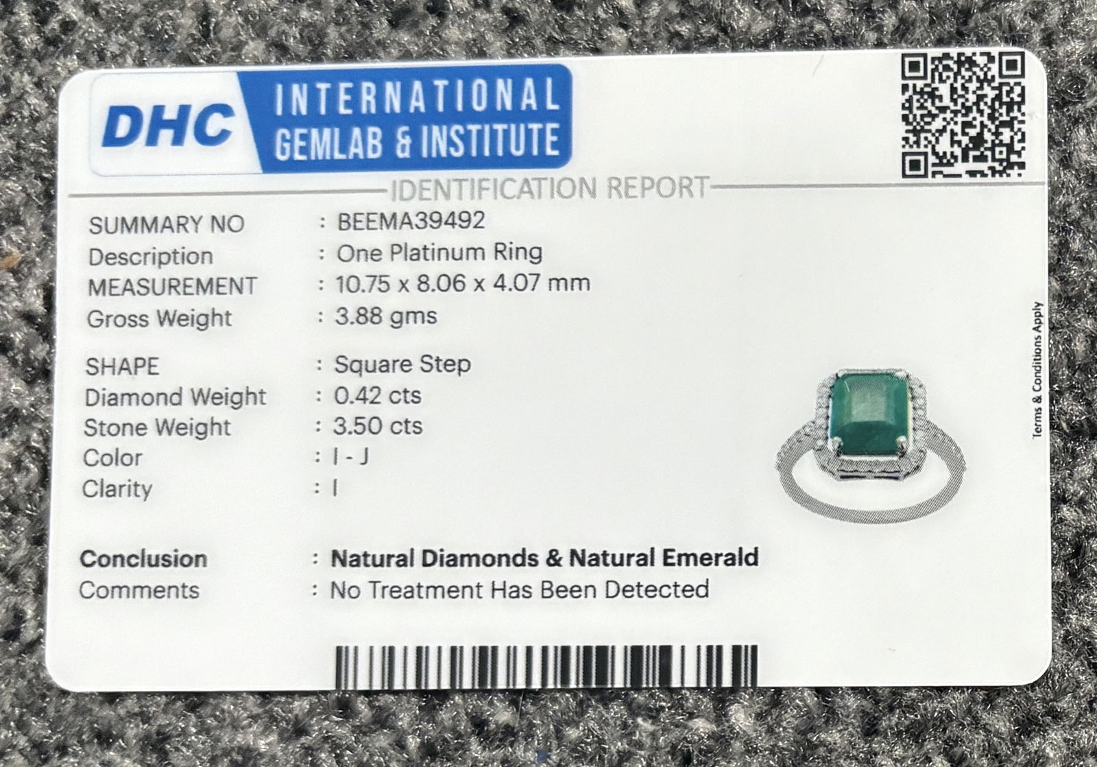 Beautiful 3.50 CT Natural Emerald Ring With Natural Diamonds & Platinum 950 - 12