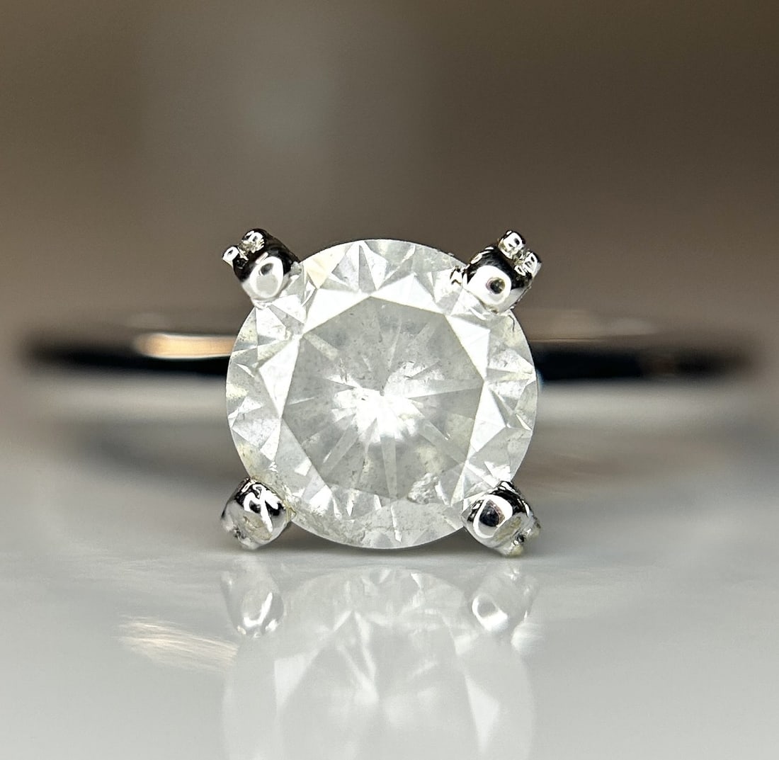 Beautiful 1.19ct Untreated Natural Solitaire Diamond & 18k Gold (1 of 11)