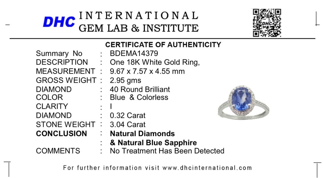 Beautiful 3.04ct Unheated Ceylon Blue Sapphire With Natural Diamonds & 18k Gold - 10