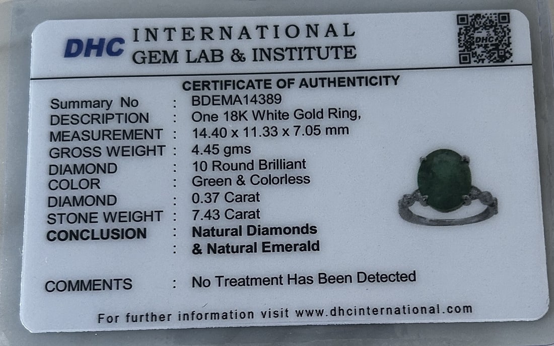 Beautiful 7.43ct Natural Emerald With Natural Diamonds & 18k Gold - 7