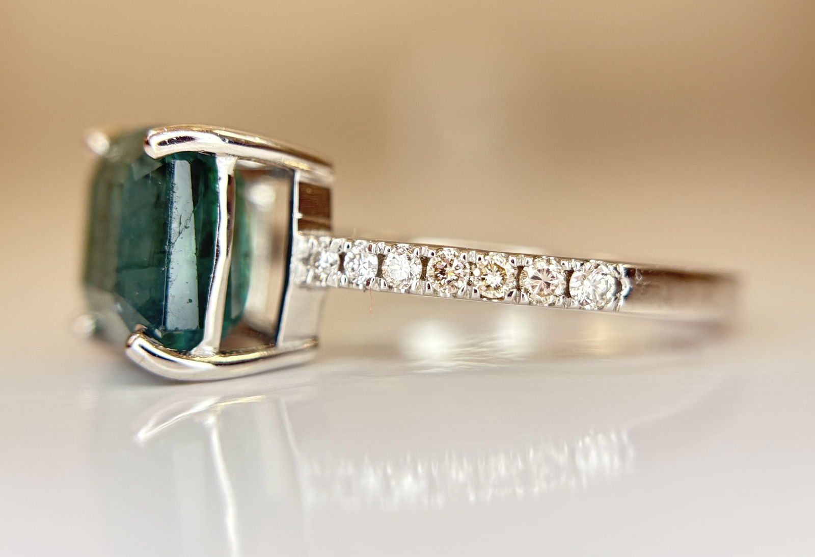 Beautiful 3.42 CT Natural Emerald Ring With Natural Diamonds & Platinum 950 - 6