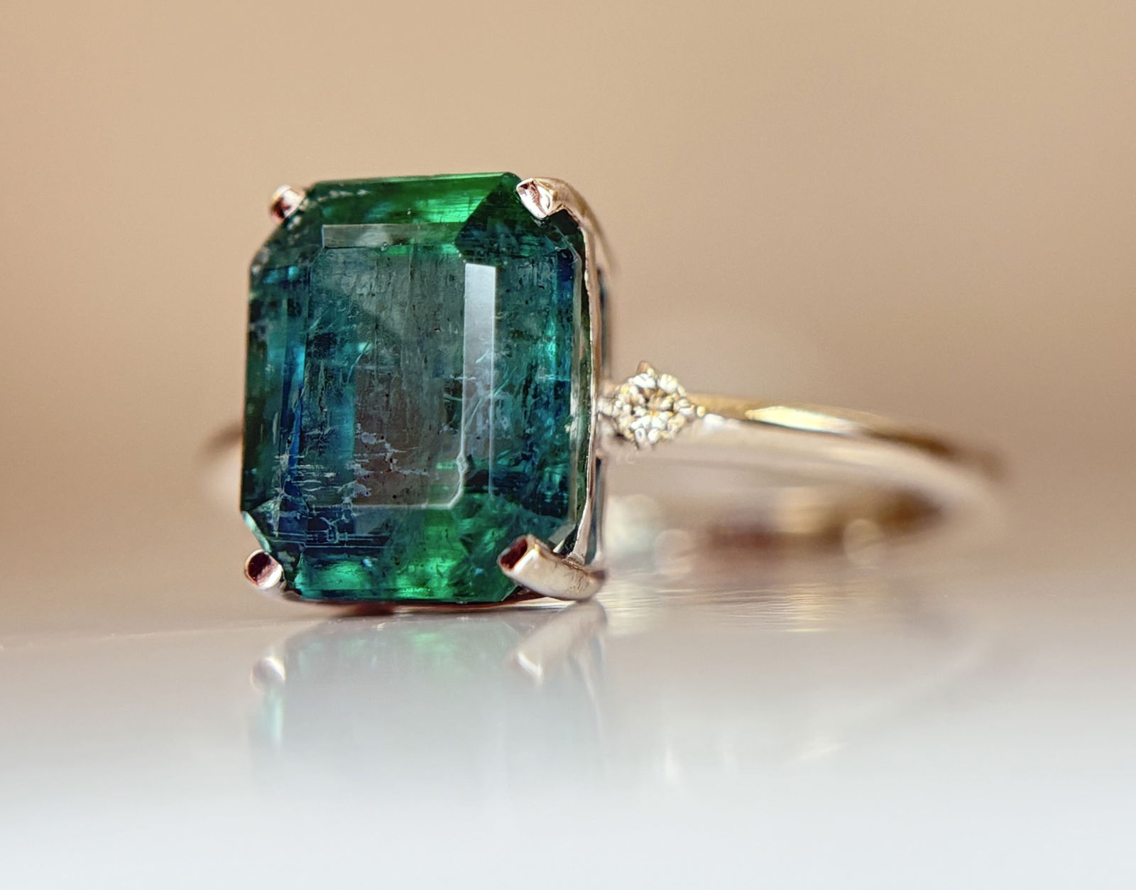 Beautiful 3.01 CT Natural Emerald Ring With Natural Diamonds & Platinum 950 (1 of 11)
