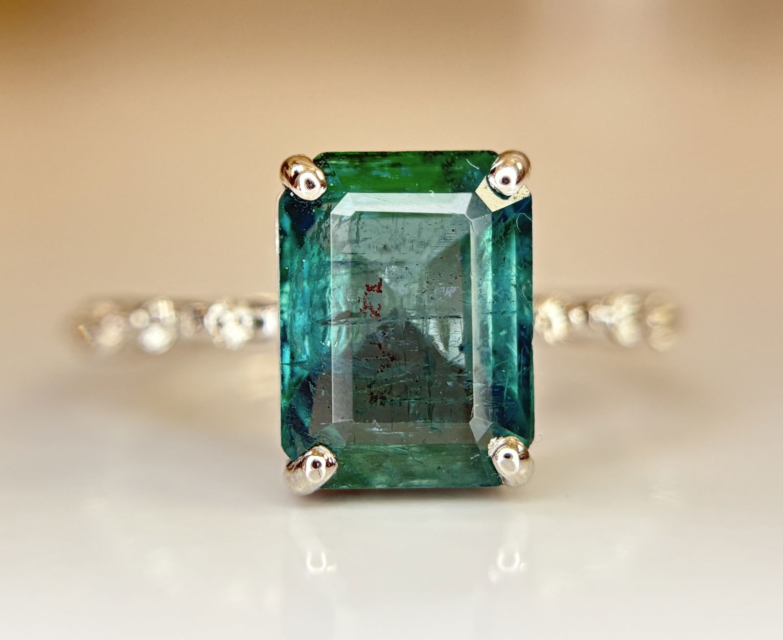 Beautiful 3.00 CT Natural Emerald Ring With Natural Diamonds & Platinum 950 - 3