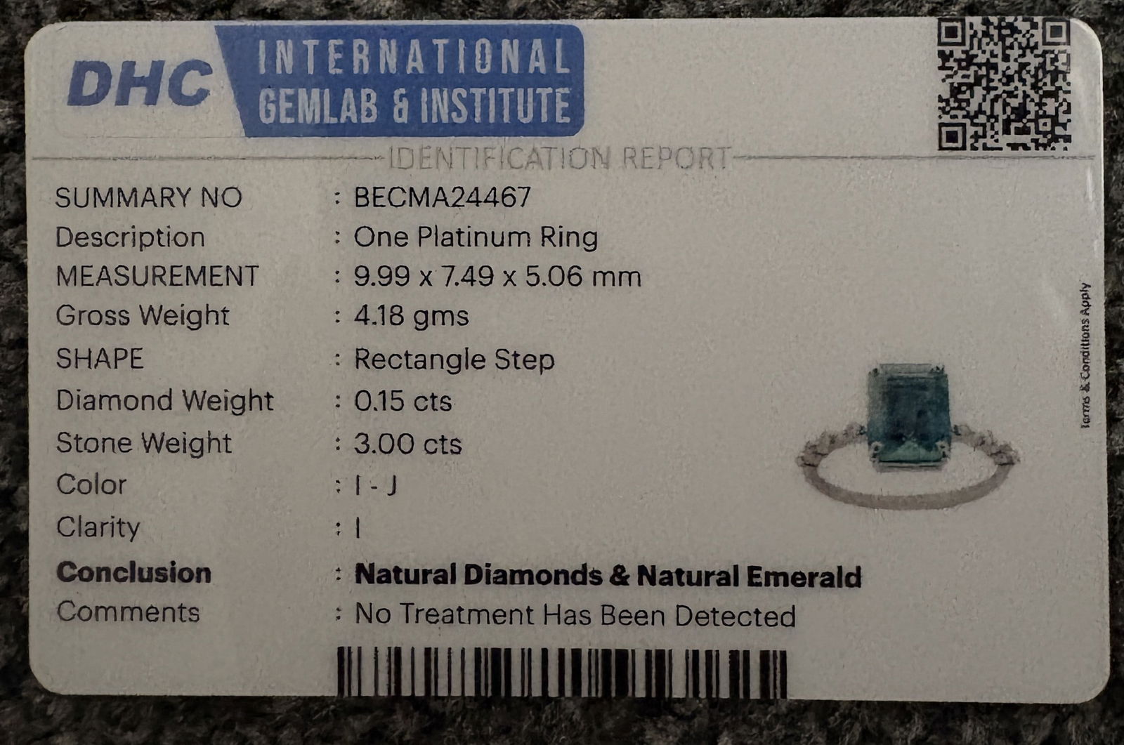 Beautiful 3.00 CT Natural Emerald Ring With Natural Diamonds & Platinum 950 - 8