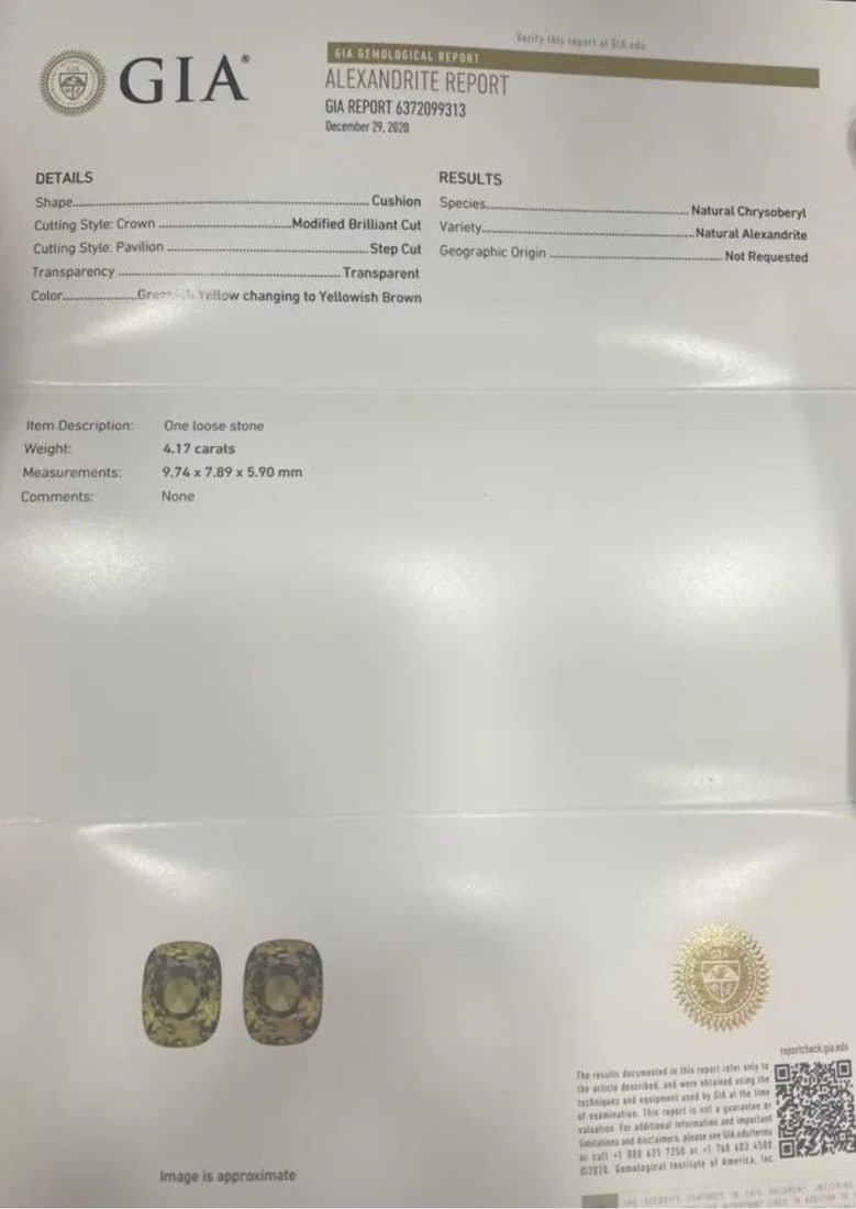 GIA Certified Natural Alexandrite 4.17ct Ring With 1.55 Cts Diamond & 18k White - 13