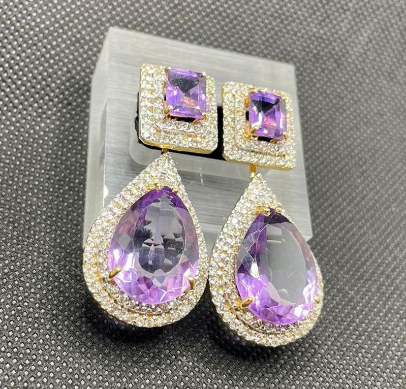 Beautiful 34.5ct Natural Amethyst With 4.70ct Natural Diamonds and 18k Gold - 5