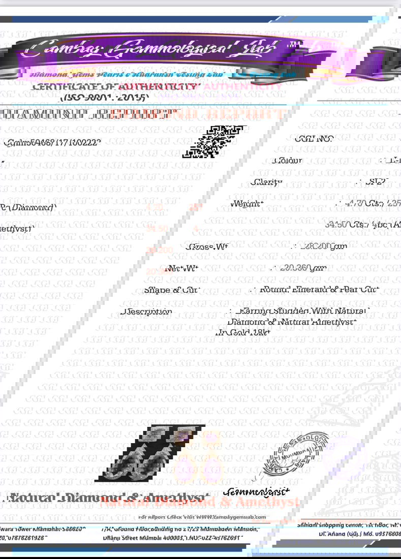 Beautiful 34.5ct Natural Amethyst With 4.70ct Natural Diamonds and 18k Gold - 7