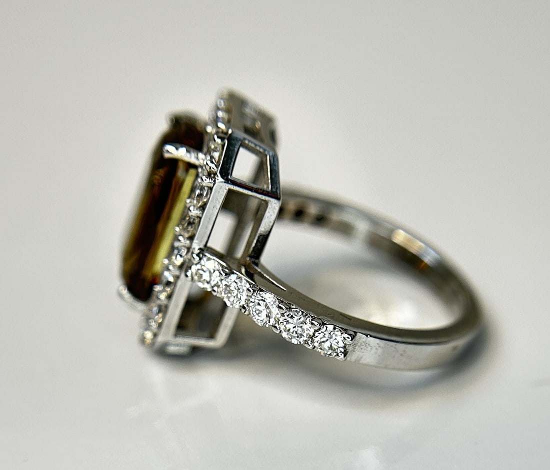 GIA Certified Natural Rare Alexandrite Ring 5.07ct With 1.38ct Diamond & 18k White Gold - 11