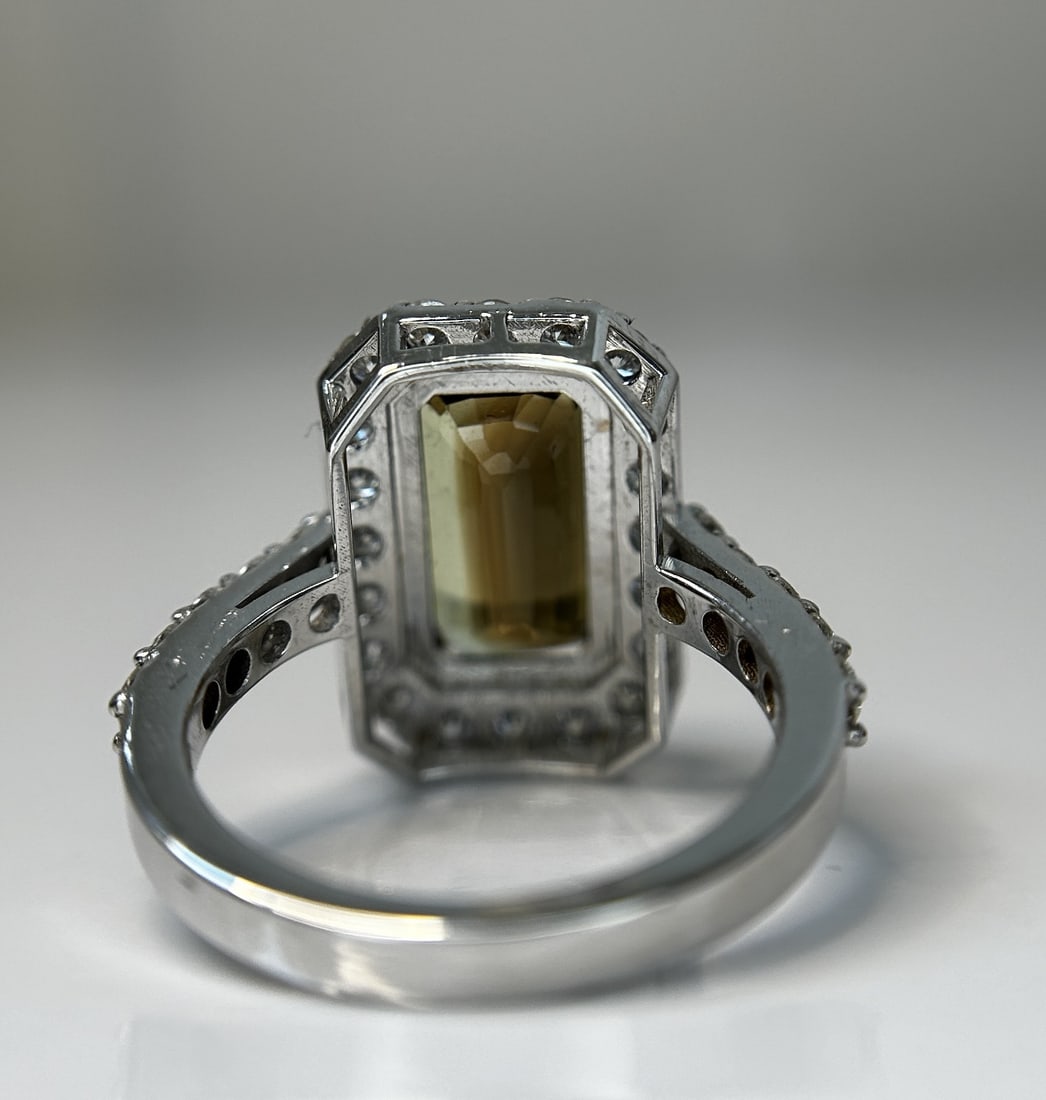 GIA Certified Natural Rare Alexandrite Ring 5.07ct With 1.38ct Diamond & 18k White Gold - 13