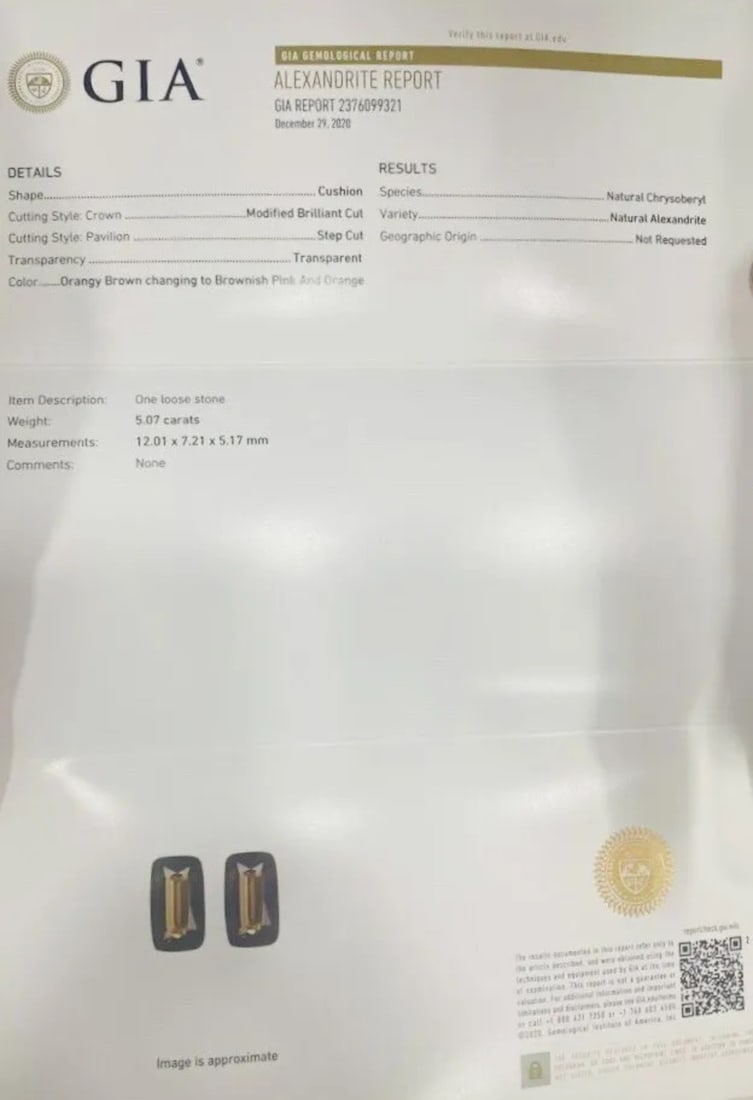 GIA Certified Natural Rare Alexandrite Ring 5.07ct With 1.38ct Diamond & 18k White Gold - 17