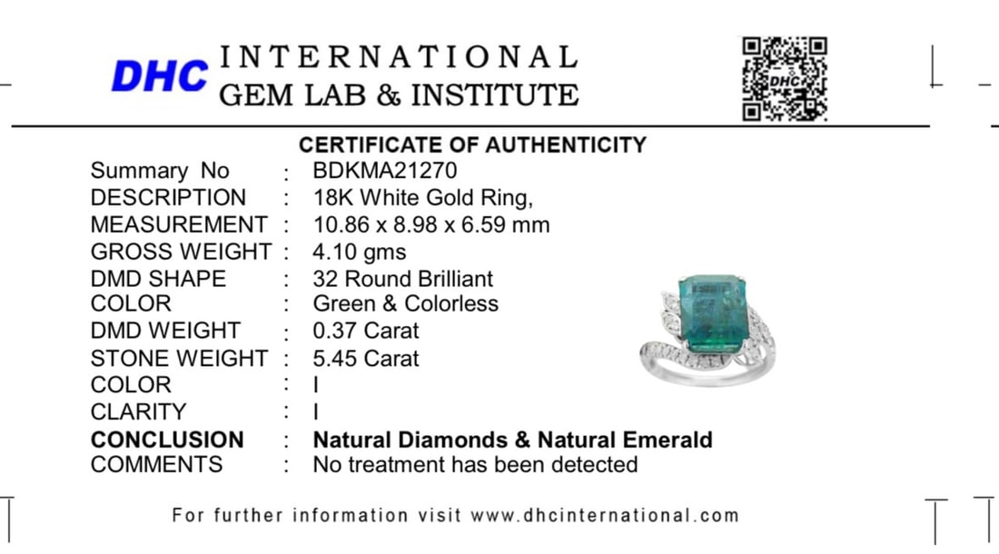 Beautiful 5.45 CT Natural Emerald With Natural Diamonds & 18k Gold - 11
