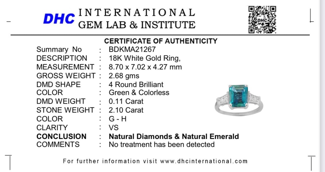 Beautiful 2.10 CT Natural Emerald With Natural Diamonds & 18k Gold - 10