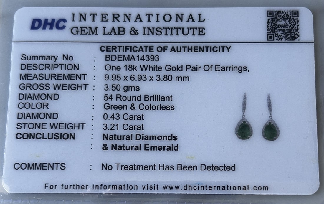 Beautiful 3.21ct Natural Emerald Earrings With Natural Diamonds & 18k Gold - 10