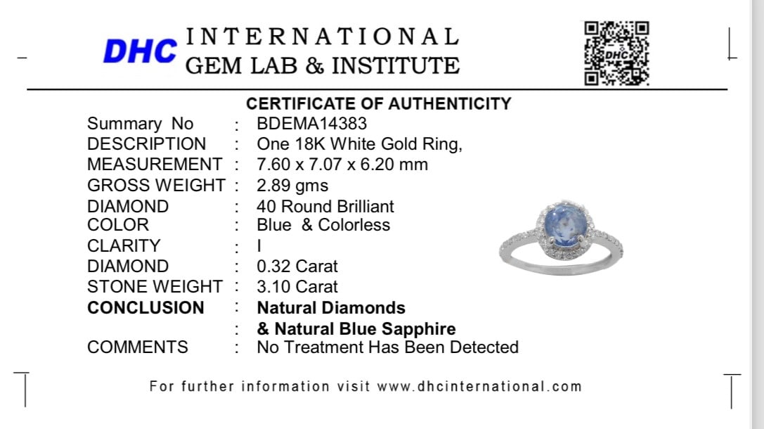 Beautiful 3.10 CT Unheated Ceylon Blue Sapphire With Natural Diamonds & 18k Gold - 9