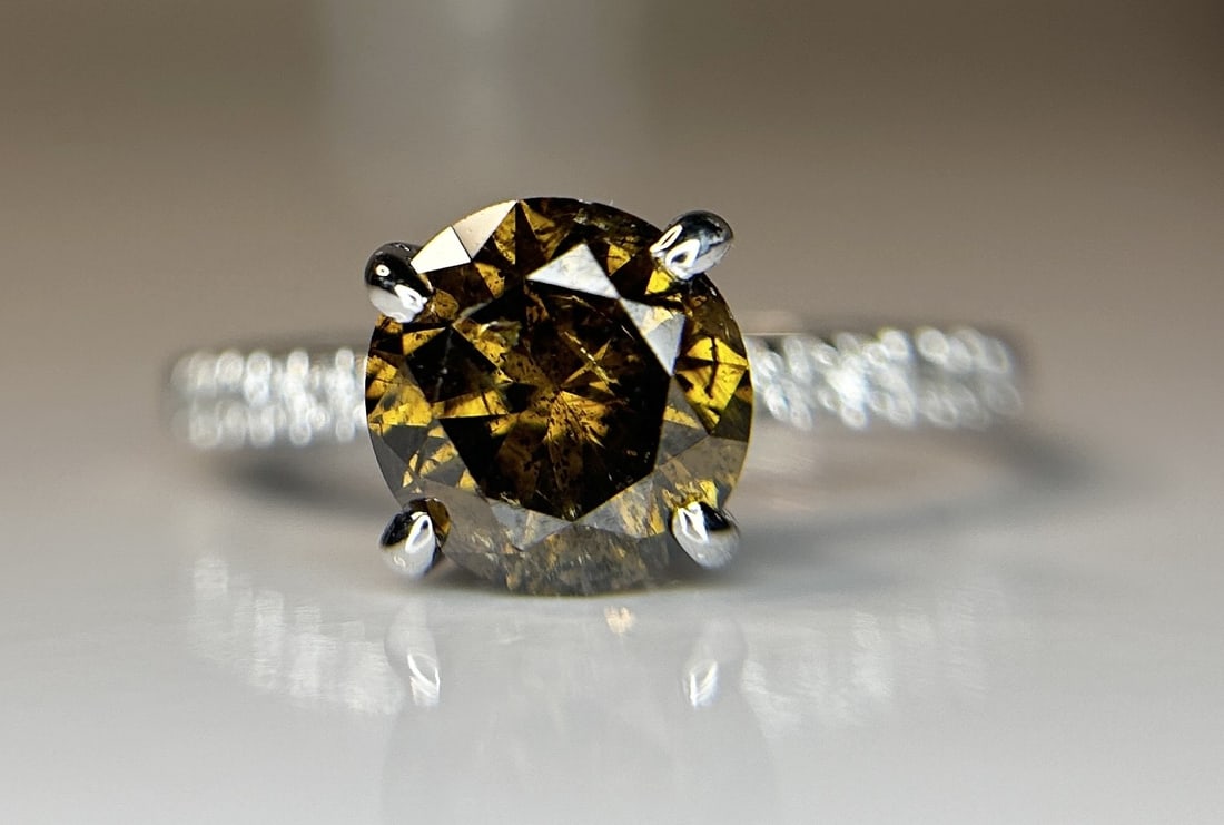 Beautiful 1.86ct Untreated Natural Champagne Solitaire Diamond & 18k Gold - 3