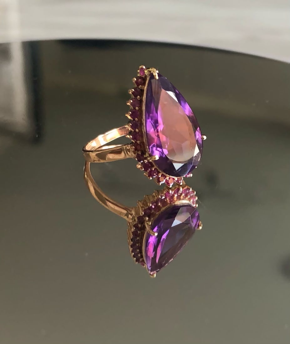 Beautiful Natural Amethyst 4.55Ct With Natural Burma Ruby & 18k White Gold - 2