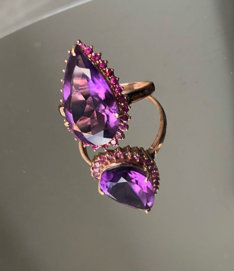 Beautiful Natural Amethyst 4.55Ct With Natural Burma Ruby & 18k White Gold - 3