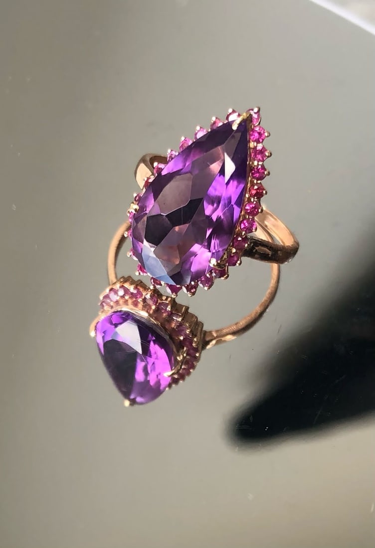 Beautiful Natural Amethyst 4.55Ct With Natural Burma Ruby & 18k White Gold - 4