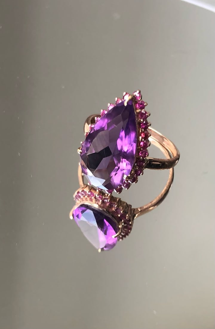Beautiful Natural Amethyst 4.55Ct With Natural Burma Ruby & 18k White Gold - 6