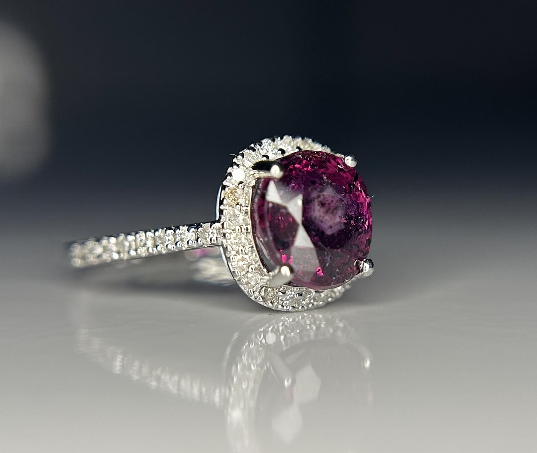 Beautiful 3.09 CT Unheated Old Burma Ruby With Natural Diamonds & 18k Gold - 8