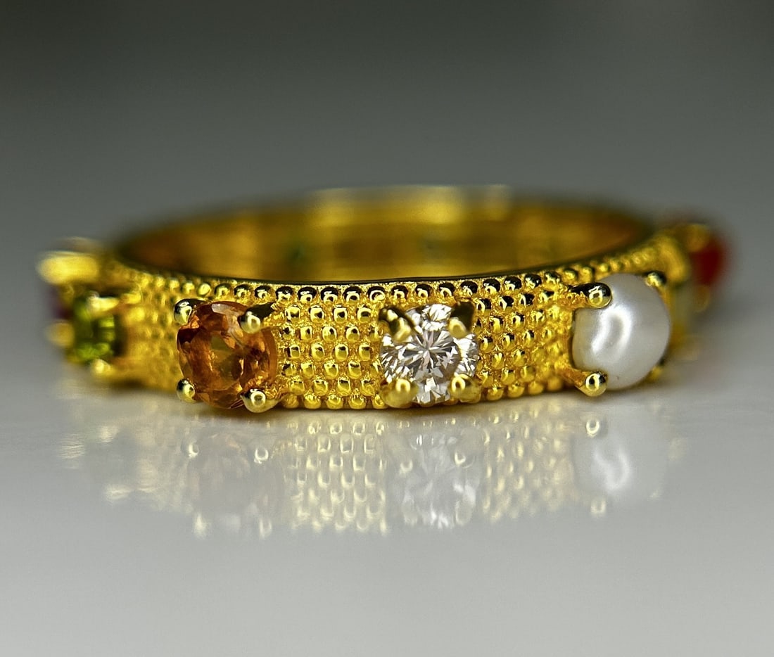 Beautiful Natural Multi Gemstone Rosary & 18k Gold - 6