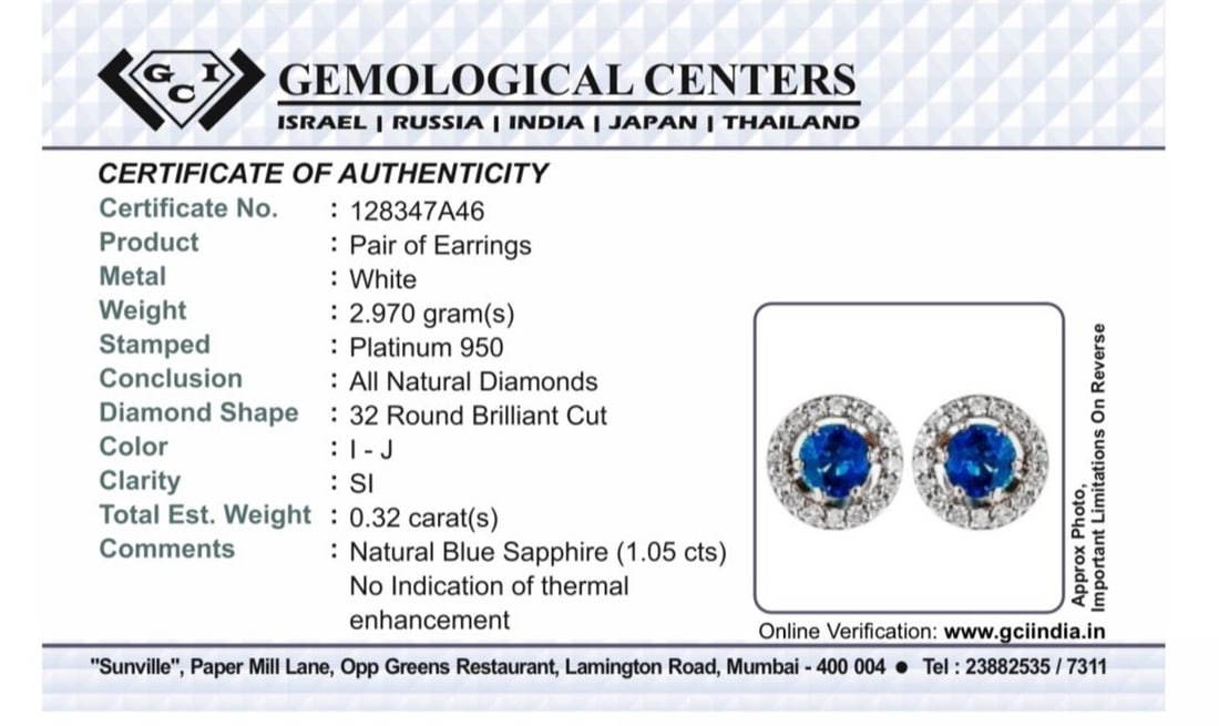 Beautiful 1.05ct Natural Unheated Blue Sapphire Earrings With Diamonds & Platinum - 8