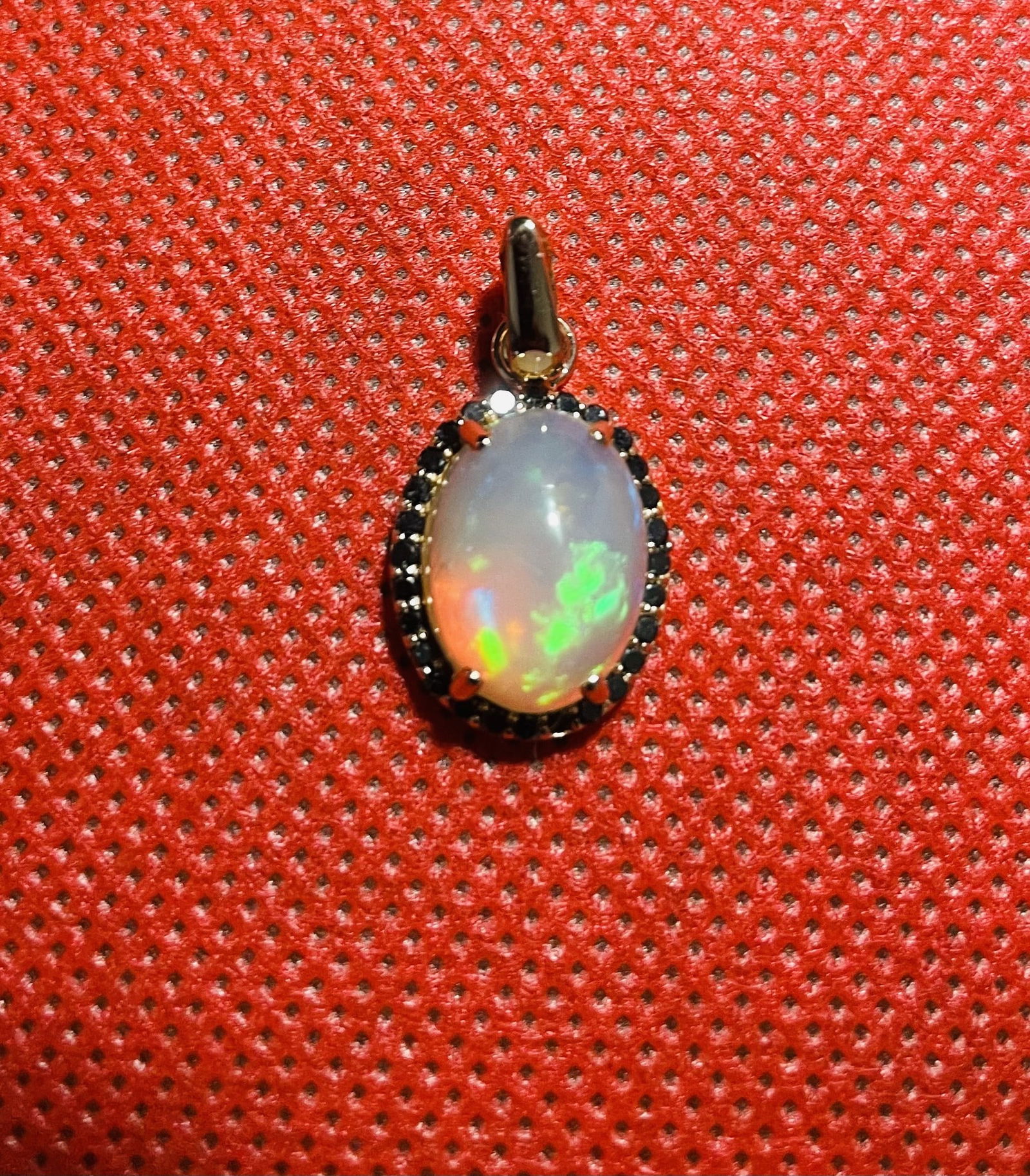 Beautiful Natural 3.60 Opal Pendant Black Diamonds & 18k Rose Gold - 4