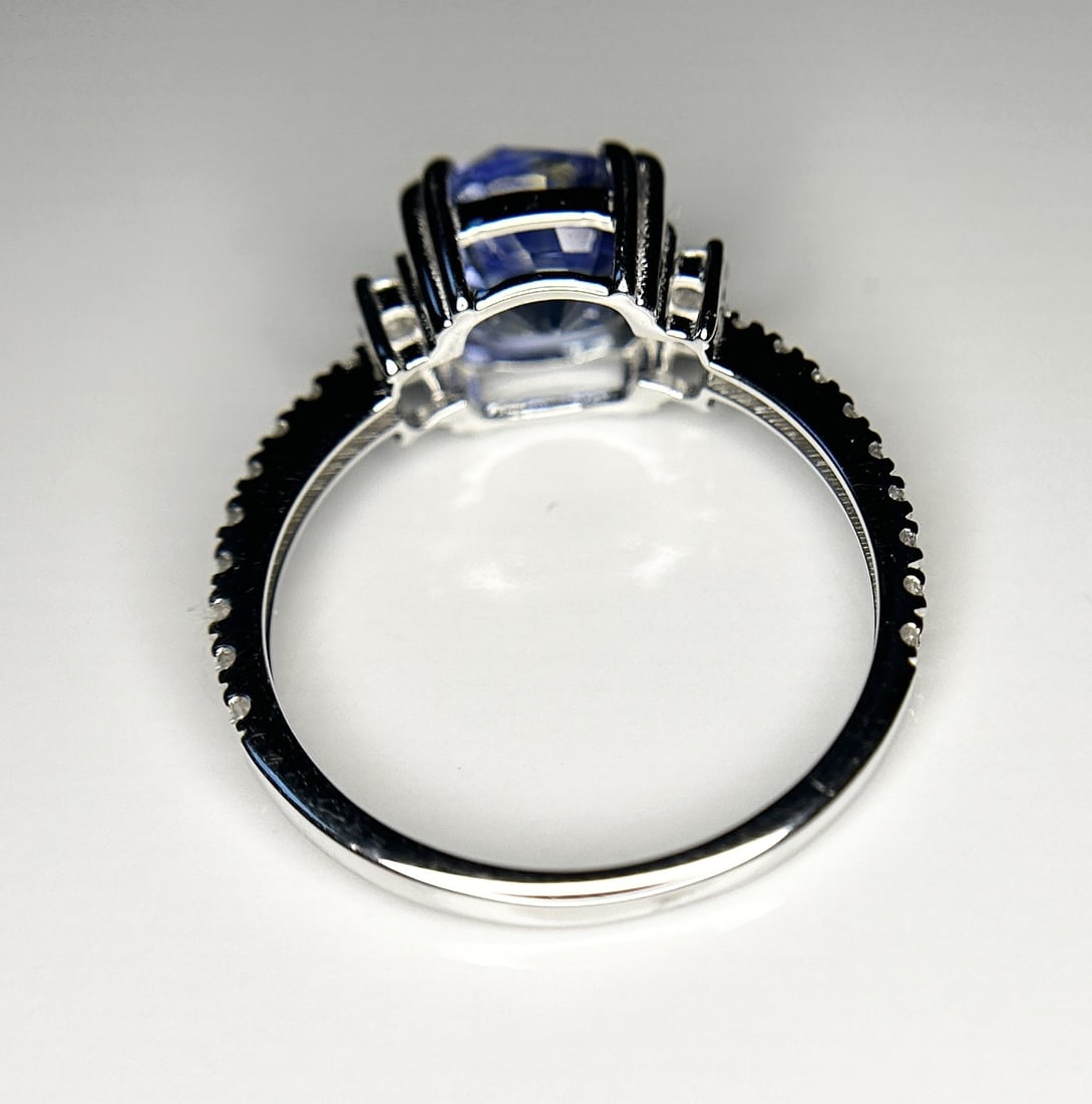 Beautiful 3.71CT Unheated Ceylon Blue Sapphire With Natural Diamonds & 18k Gold - 6