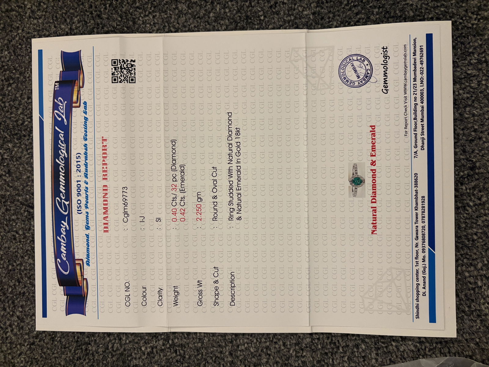 Beautiful 0.42 CT Natural Emerald With Natural Diamonds & 18k Gold - 8