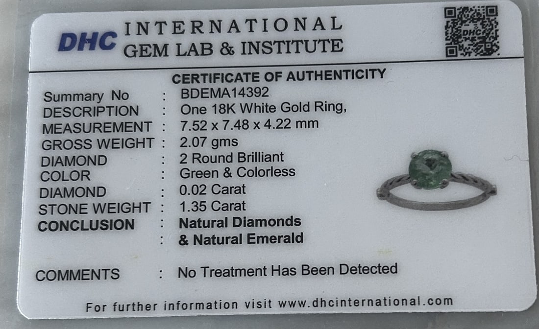 Beautiful 1.35ct Natural Emerald With Natural Diamonds & 18k Gold - 10