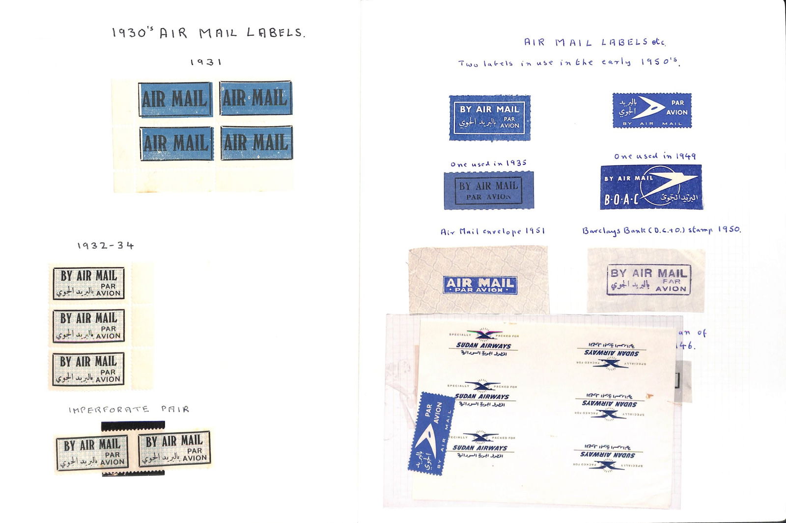 Sudan - Air Mail Labels 1931-51 - 3