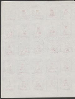 LONG ISLAND 1916 6d ESSAY, the frame in black, the arms and value in red, in a complete sheet of... - 2