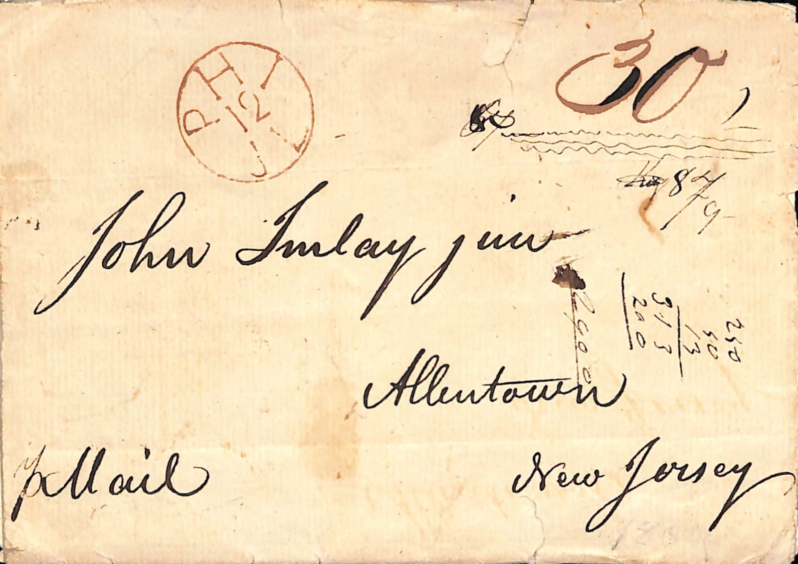 Swedish Settlements - St. Bartholomew 1804: Title: Swedish Settlements - St. Bartholomew 1804 Description: Large part Entire Letter (reinforced fold and other faults) from Messrs. Abbott & Co., St. Bartholomew, to Allentown, New