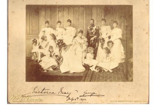 Royalty 1893 The Marriage of King George V and Queen Mary hand signed dated July 6th 1893.Wedding - 6