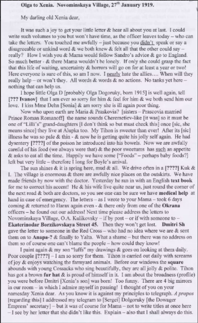 Royalty Grand Duchess Olga Correspondence To Her Sister Grand Duchess Xenia 1916-1920 - 4