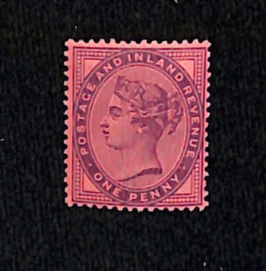 G.B. - Surface Printed 1881: Title: G.B. - Surface Printed 1881 Description: 1d Die II, perf 14 colour trial in purple on pink paper, fine mint. Delivery option: Collec
